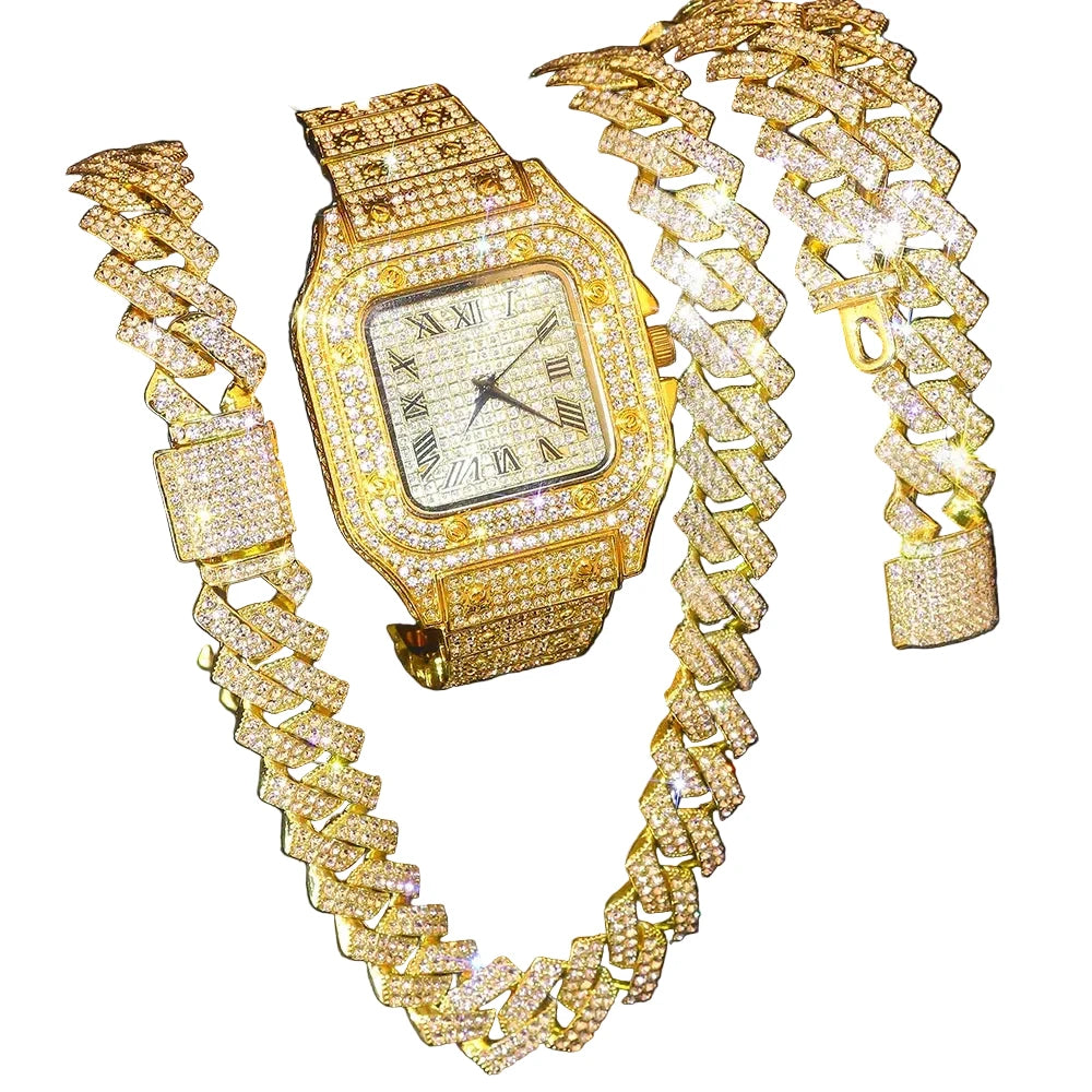 Cuban Gold Signature Luxury Watch Set