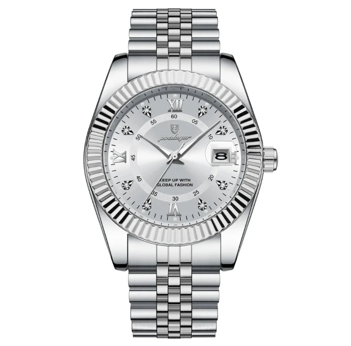 POEDAGAR Silver Star Men’s Watch 40mm