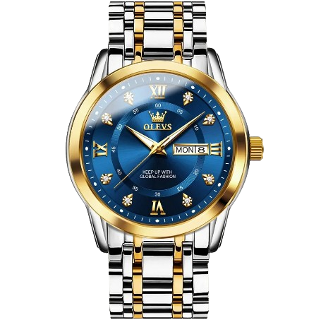 OLEVS Unissex Golden Blue Luxury Watch – Elegant & Timeless Design